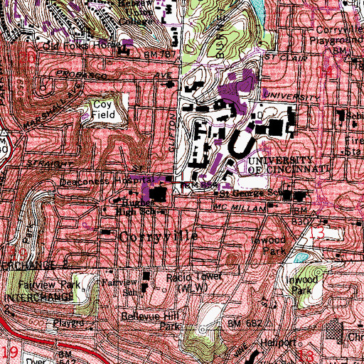 Topographic Map of Taft Hall, OH