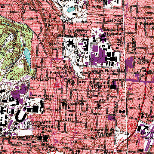 Topographic Map of University Commons, OH