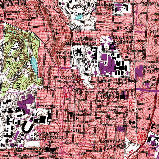 Topographic Map of University Hall, OH