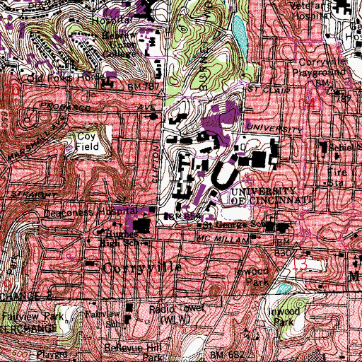 Topographic Map of Van Wormer Library, OH
