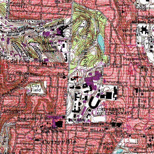 Topographic Map of Wolfson Hall, OH