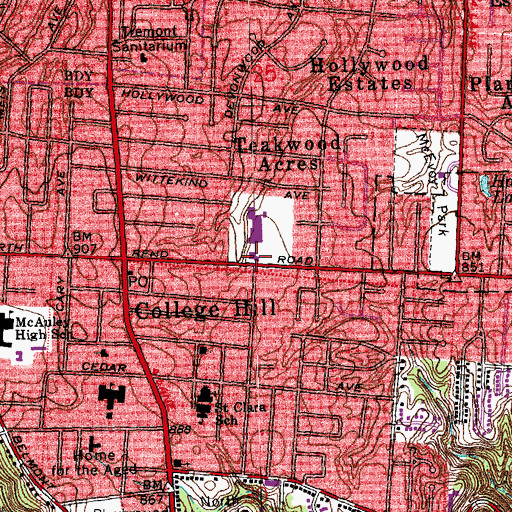 Topographic Map of Northern Hills Branch Public Library of Cincinnati and Hamilton County, OH