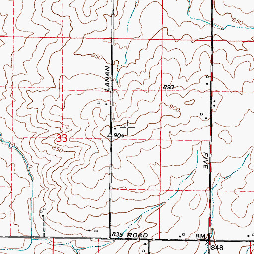 Topographic Map of Lanan Cemetery, IL