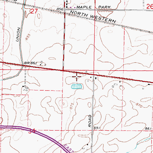 Topographic Map of Mount Pleasant Cemetery, IL