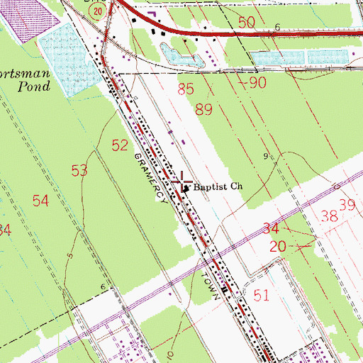 Topographic Map of Baptist Church, LA