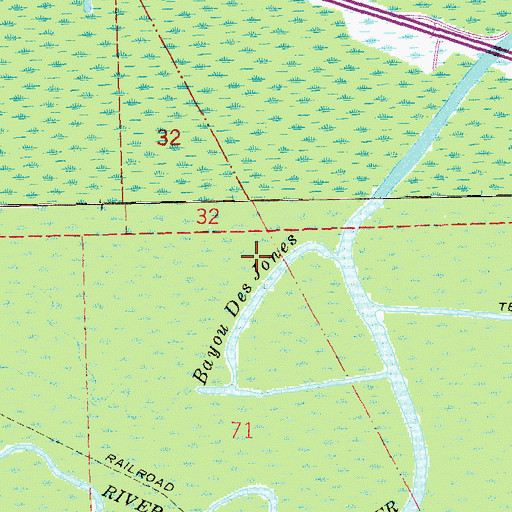 Topographic Map of Bayou Des Jones, LA