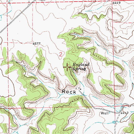 Topographic Map of England Spring, CO