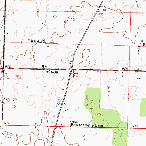 Topographic Map of Bowshersville Post Office (historical), OH
