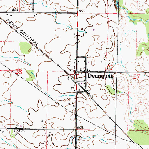 Topographic Map of Deunquat Post Office (historical), OH