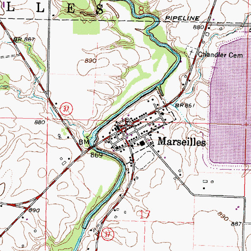 Topographic Map of Marseilles Post Office (historical), OH