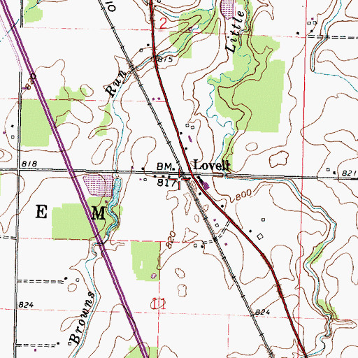 Topographic Map of Lovell Post Office (historical), OH