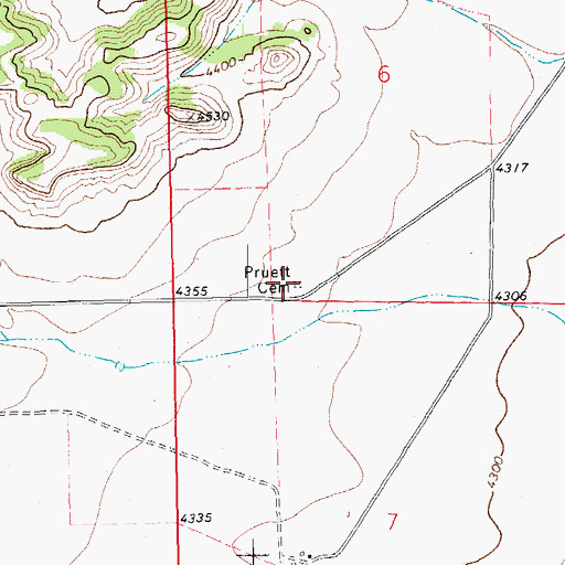 Topographic Map of Pruett Cemetery, CO