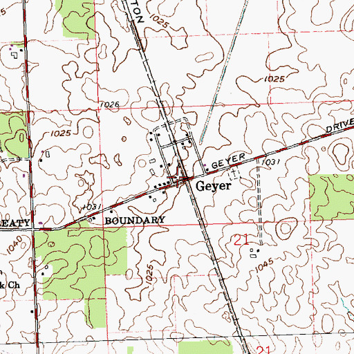 Topographic Map of Geyer Post Office (historical), OH