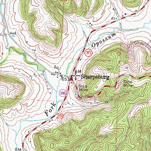 Topographic Map of Sharpsburg Post Office, OH