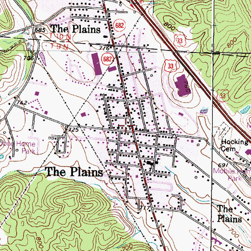 Topographic Map of The Plains Post Office, OH