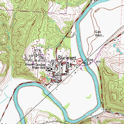 Topographic Map of Stewart Post Office, OH