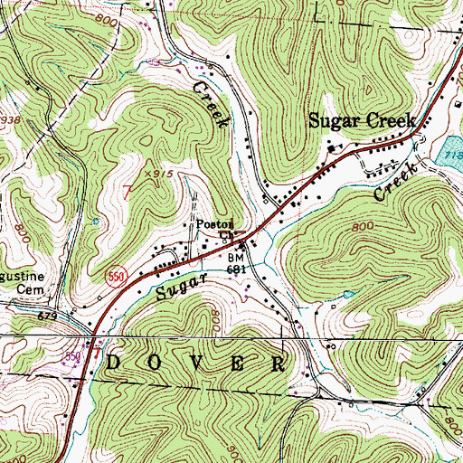 Topographic Map of Poston Post Office (historical), OH
