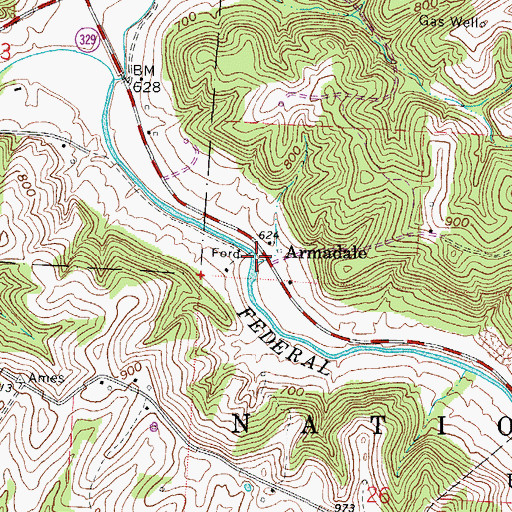 Topographic Map of Armdale Post Office (historical), OH
