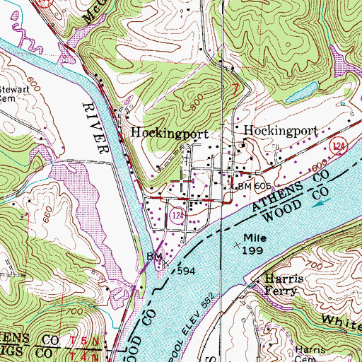 Topographic Map of Hockingport Post Office, OH