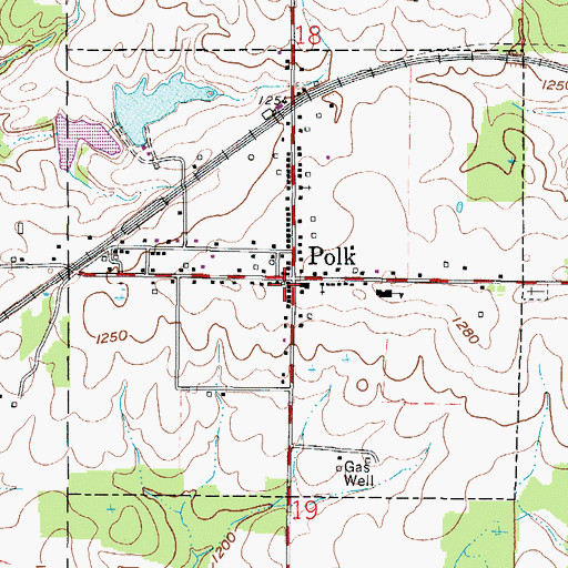 Topographic Map of Polk Post Office, OH