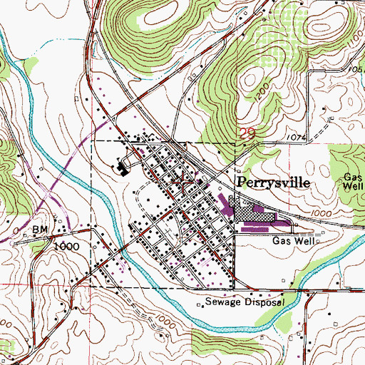 Topographic Map of Perrysville Post Office, OH