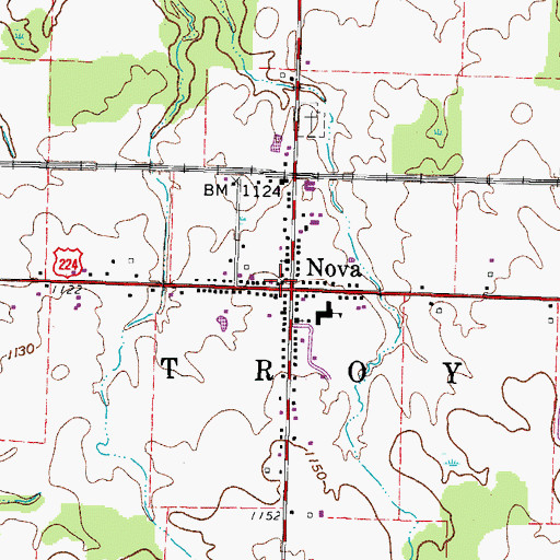 Topographic Map of Nova Post Office, OH