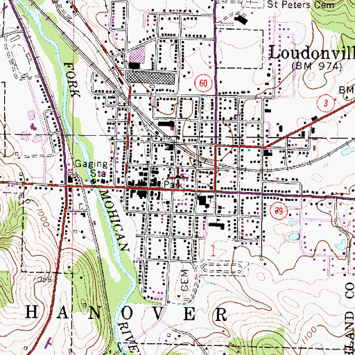 Topographic Map of Loudonville Post Office, OH