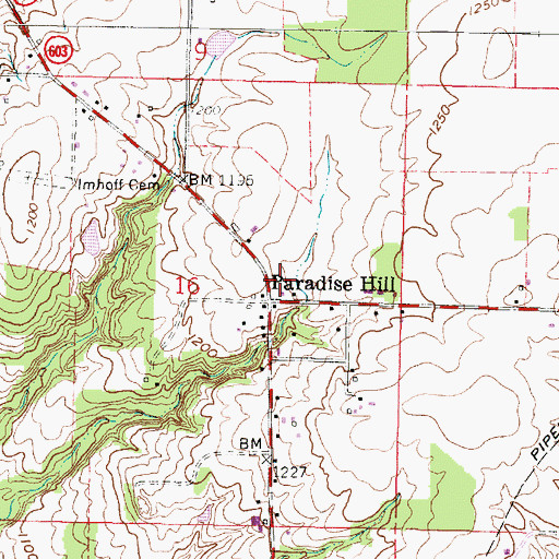 Topographic Map of Paradise Hill Post Office (historical), OH