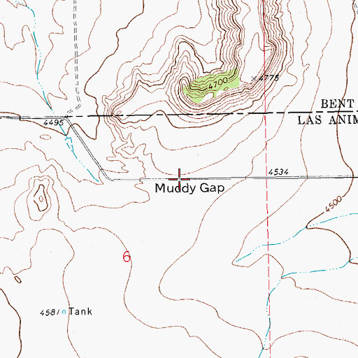 Topographic Map of Muddy Gap, CO