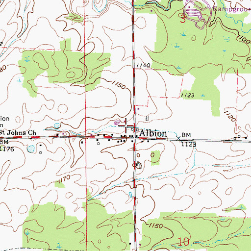 Topographic Map of Albion Post Office (historical), OH