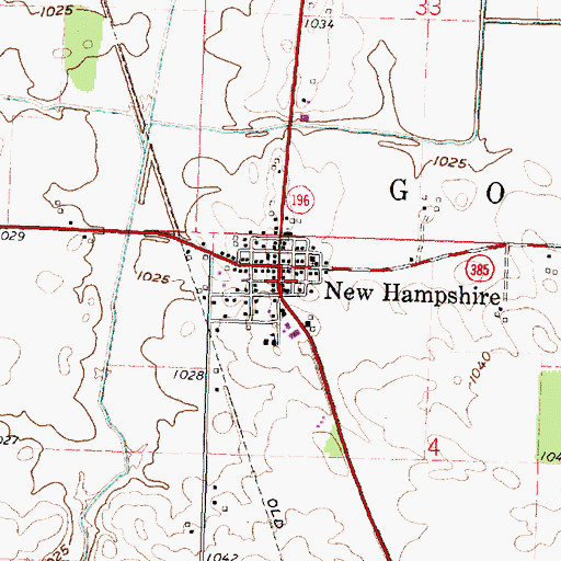 Topographic Map of New Hampshire Post Office, OH