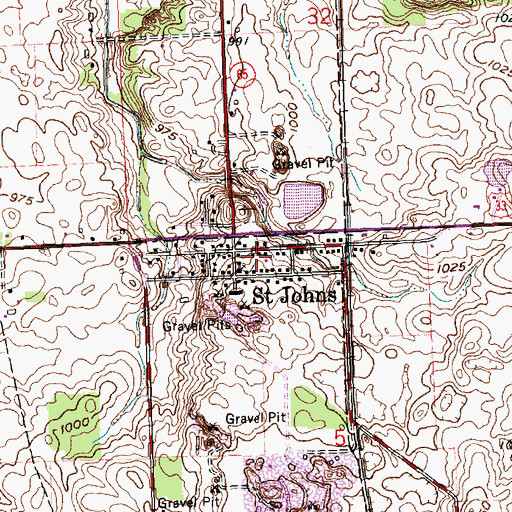 Topographic Map of Saint Johns Post Office, OH