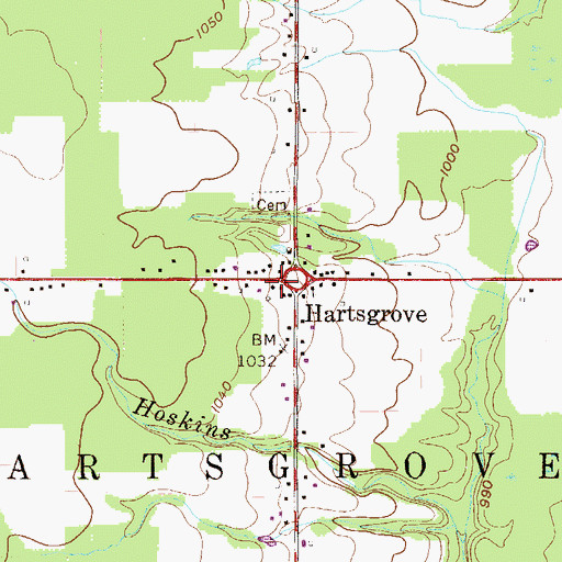 Topographic Map of Hartsgrove Post Office (historical), OH