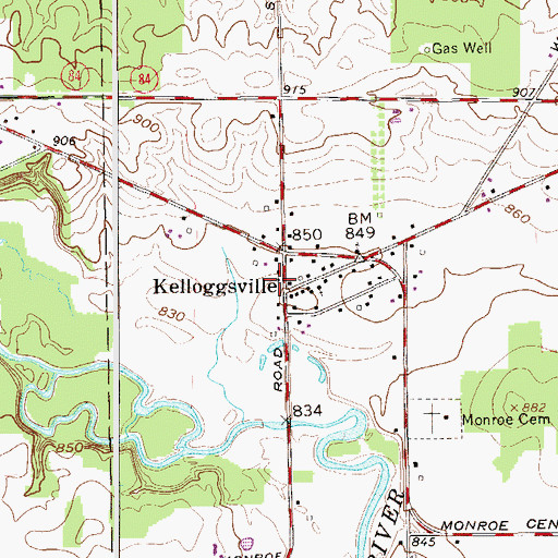 Topographic Map of Kellogsville Post Office (historical), OH