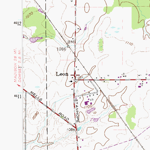 Topographic Map of Leon Post Office (historical), OH