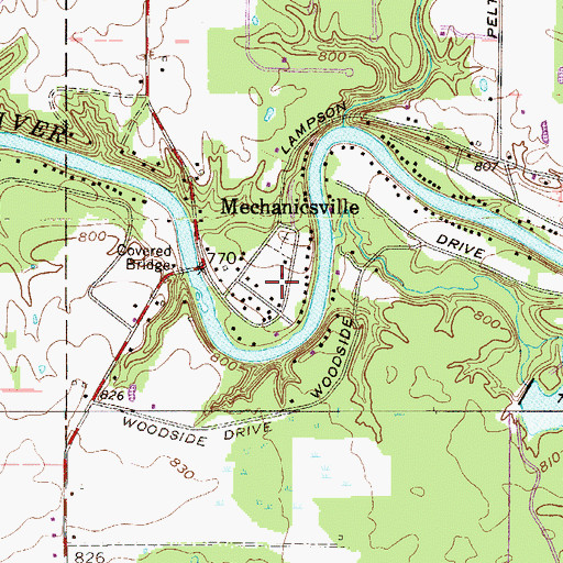 Topographic Map of Mechanicsville Post Office (historical), OH