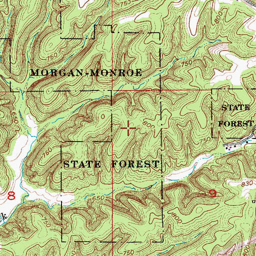 Topographic Map of Morgan-Monroe State Forest, IN