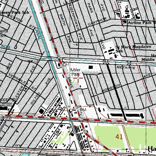 Topographic Map of Miley Park, LA