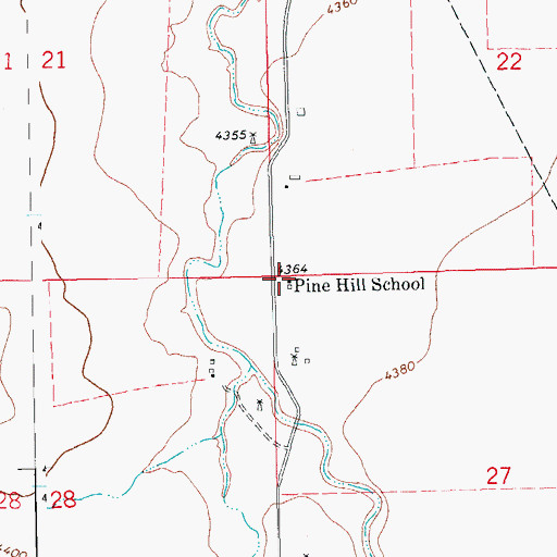 Topographic Map of Pine Hill School, CO
