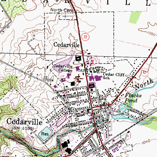 Topographic Map of Collins Hall, OH