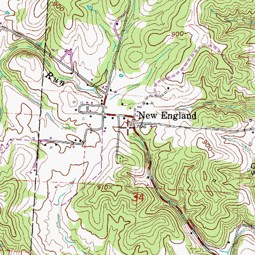 Topographic Map of New England Post Office (historical), OH