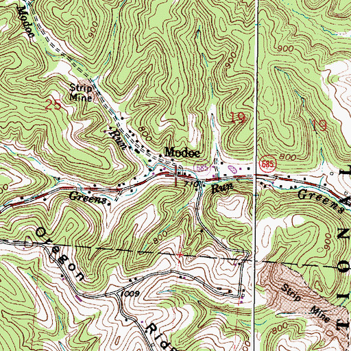 Topographic Map of Modoc Post Office (historical), OH