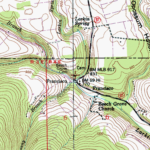 Topographic Map of Beech Grove Methodist Church, AL