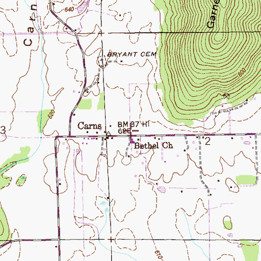 Topographic Map of Carnes School (historical), AL
