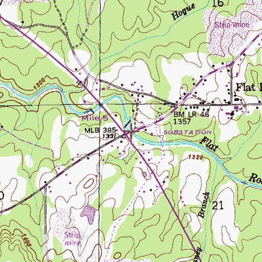 Topographic Map of Flat Rock Bridge, AL