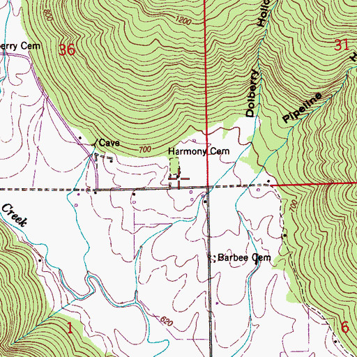 Topographic Map of Harmony Church (historical), AL