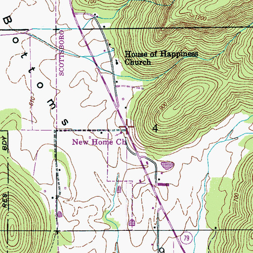 Topographic Map of Hunt Store (historical), AL