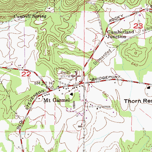 Topographic Map of Mount Carmel School (historical), AL