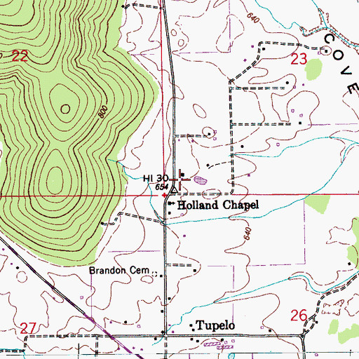 Topographic Map of Unity School (historical), AL
