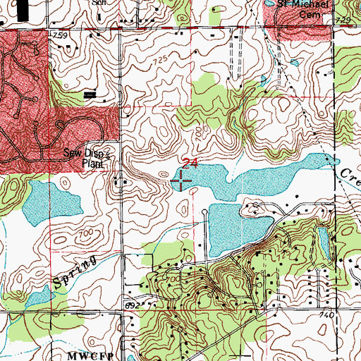 Topographic Map of Spring Creek County Forest Preserve, IL